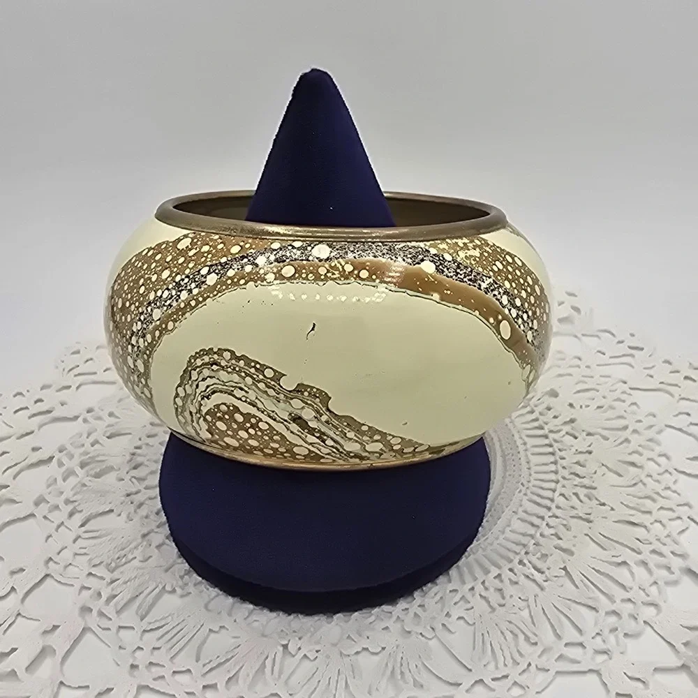 Chunky Brass Enamel Bangle Cuff Bracelet 8